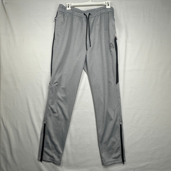 Reebok Other - Reebok Mens Tapered Slim Joggers Gray Black Ankle Zip Sweatpants Medium NWT